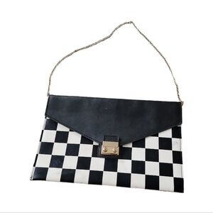 Asos  Black and White Checker Envelope Clutch Bag